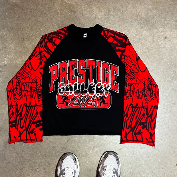 Personalized street style letter print contrast color T-shirt