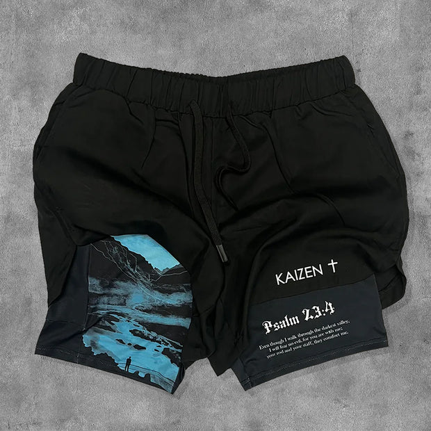 Psalm 23:4 Print Double Layer Shorts