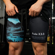 Psalm 23:4 Print Double Layer Shorts