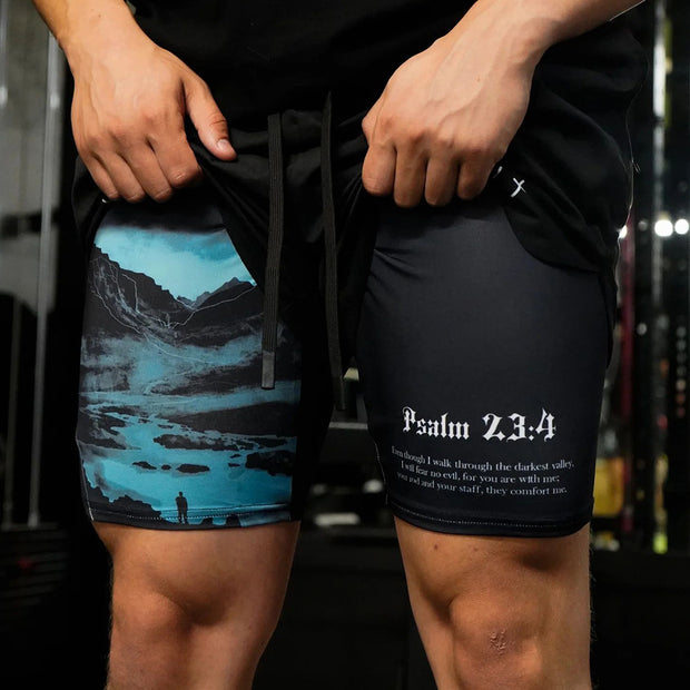 Psalm 23:4 Print Double Layer Shorts