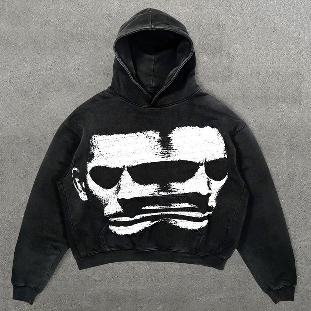 Two Faces Print Long Sleeve Hoodies