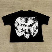 Personalized Multi-face Letter Print Short Sleeve T-shirt