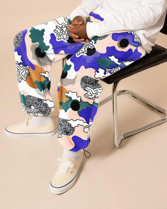 Casual fleece printed trousers