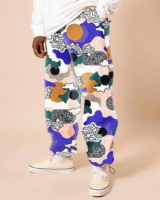 Casual fleece printed trousers
