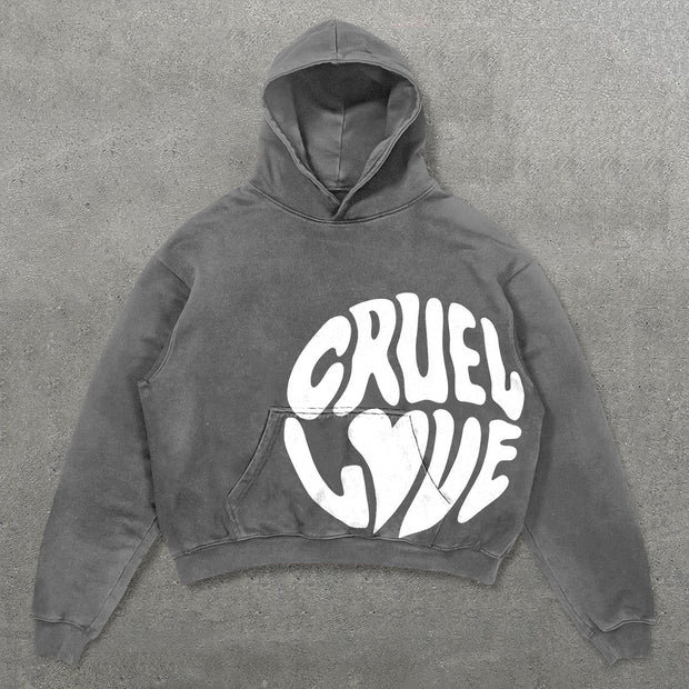 Cruel Love Letters Print Long Sleeve Hoodies