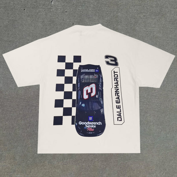 Racing Crew Neck Print Short Sleeve T-Shirt