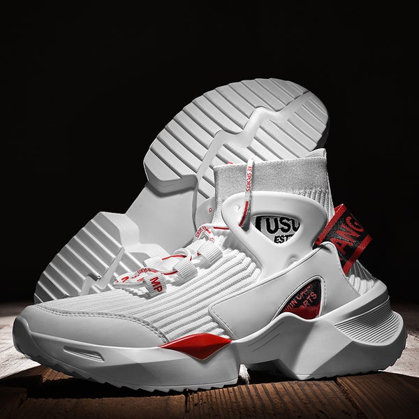 Casual sports shoes dad men's shoes flying woven thick sole inner heightening socks boots