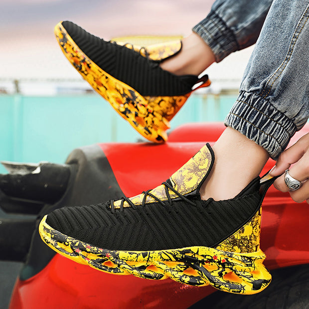 plus size men's sneakers breathable high top casual shoes
