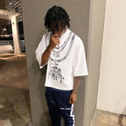 Cross skull casual street T-shirt