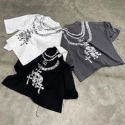 Cross skull casual street T-shirt
