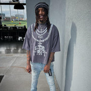 Cross skull casual street T-shirt