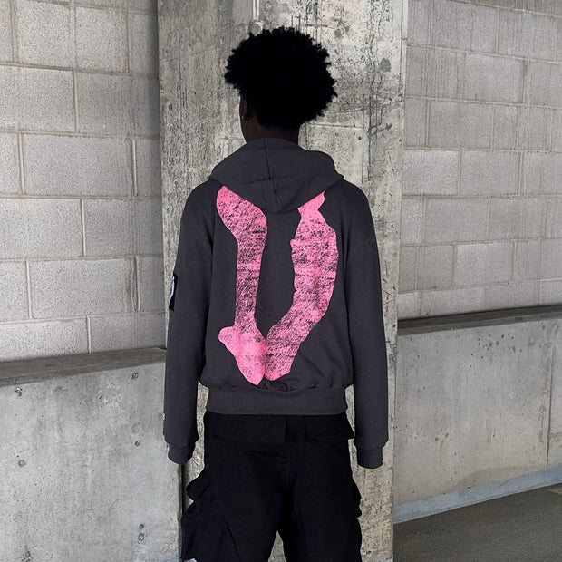 Charm casual street zip-up hoodie