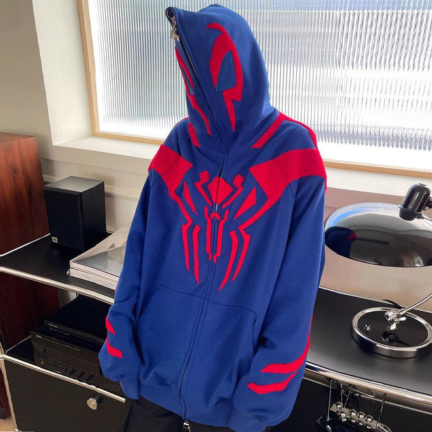 Retro contrast full-zip hoodie