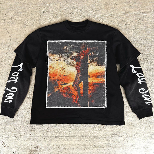 Jesus Redeemed Casual Street Fake Two Piece Long Sleeve T-Shirt