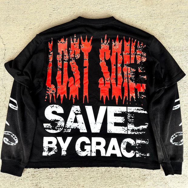 Jesus Redeemed Casual Street Fake Two Piece Long Sleeve T-Shirt
