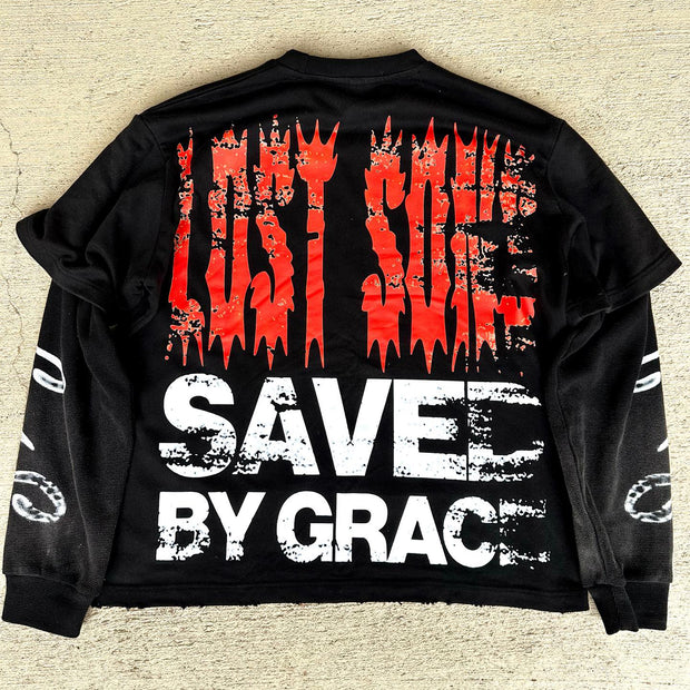 Jesus Redeemed Casual Street Fake Two Piece Long Sleeve T-Shirt