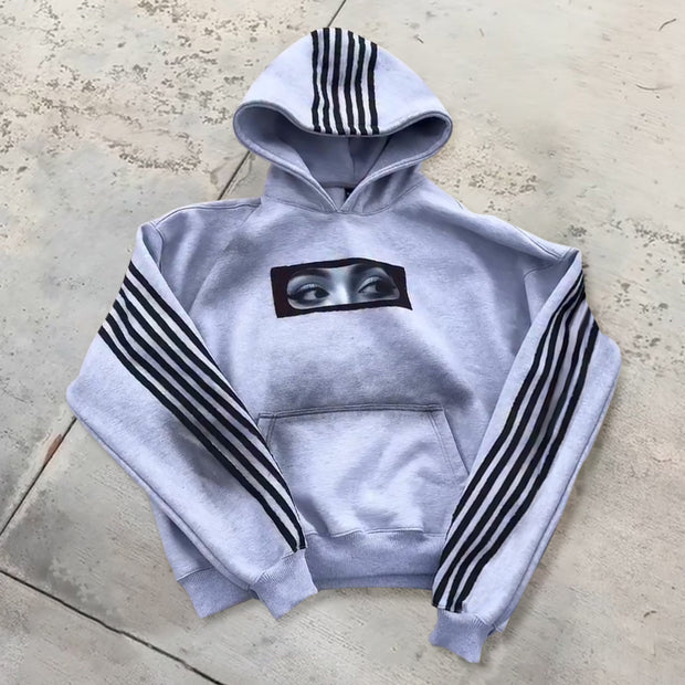 Oversized statement stripe print hoodie