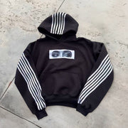 Oversized statement stripe print hoodie