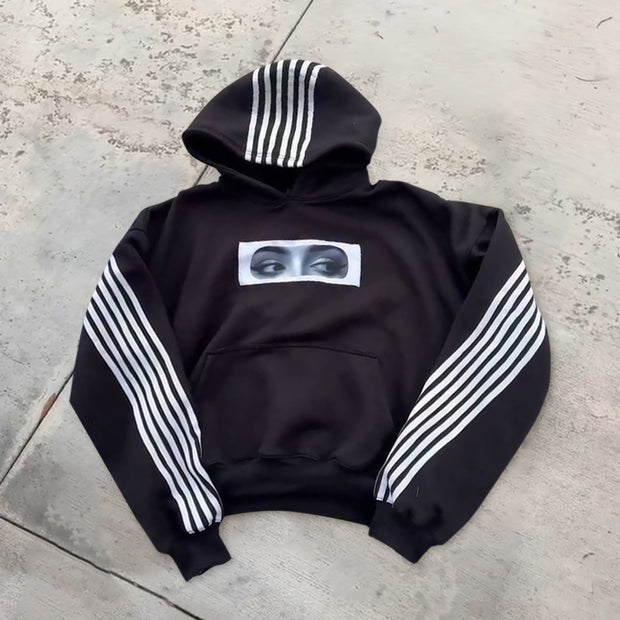 Oversized statement stripe print hoodie