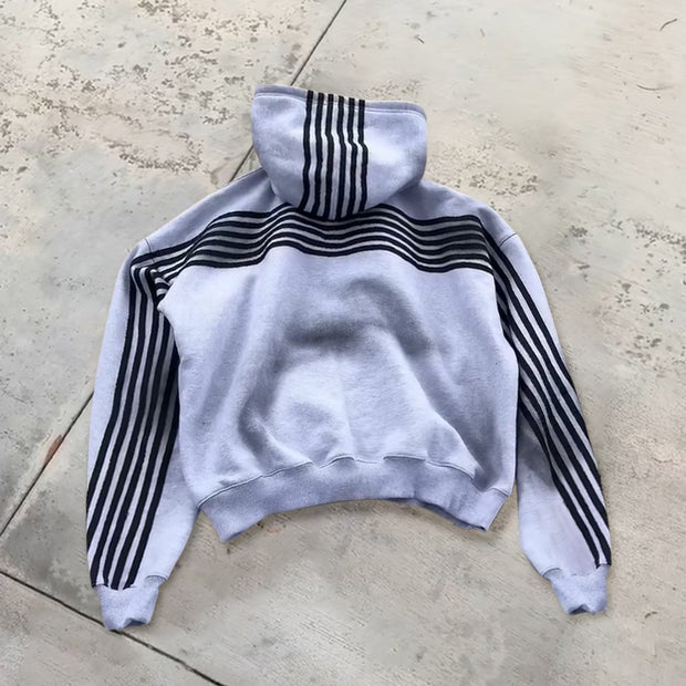 Oversized statement stripe print hoodie