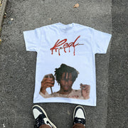 Personalized hip-hop singer print round neck T-shirt