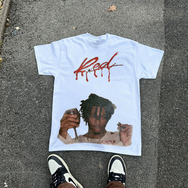 Personalized hip-hop singer print round neck T-shirt