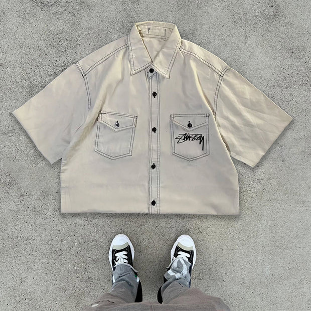 Casual Double Pocket Printed Shirt