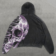 Skull Split Print Long Sleeve Hoodies