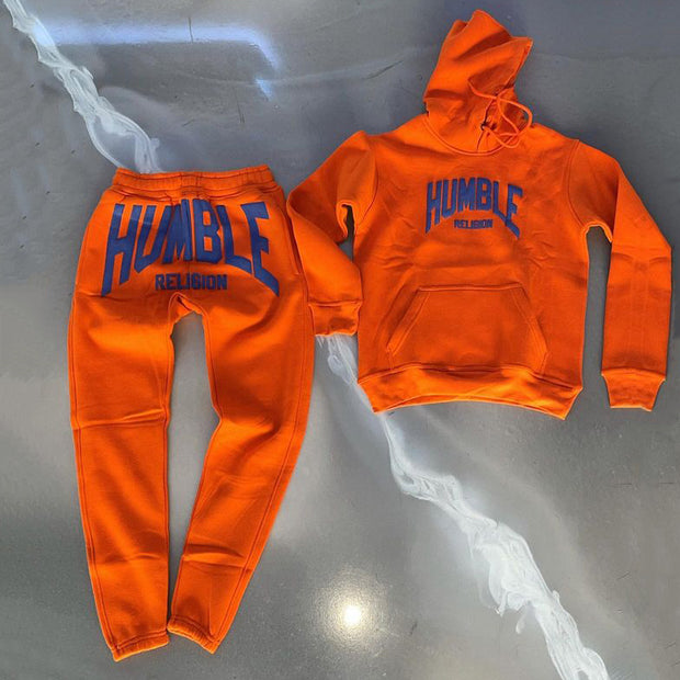 Casual Street Print Track Pants Hoodie Two-Piece Set