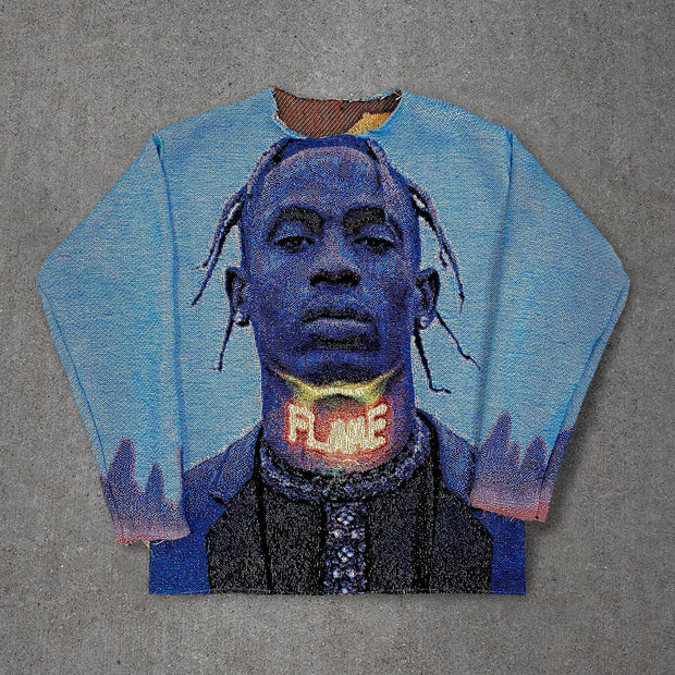 Trendy hip-hop tapestry sweatshirt