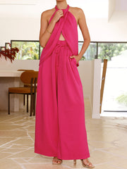 Fashion Solid Color Split Top And Pants Suit