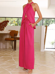 Fashion Solid Color Split Top And Pants Suit