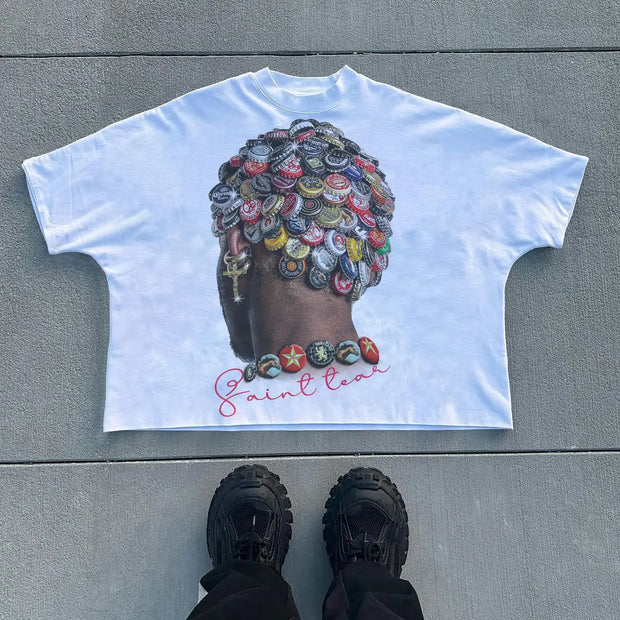 Fashion Back Of Head Print Short Sleeve T-Shirt
