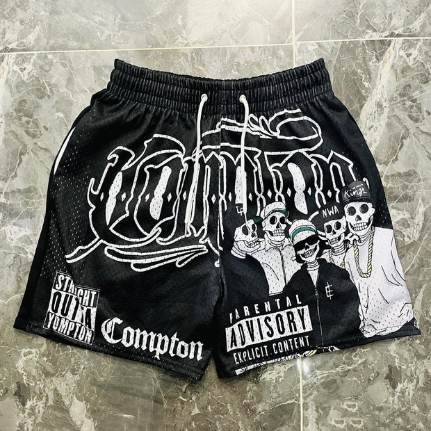 Casual Compton Print Mesh Shorts