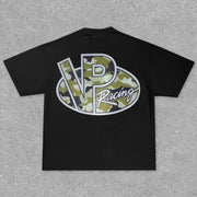 Camouflage racing fan print T-shirt