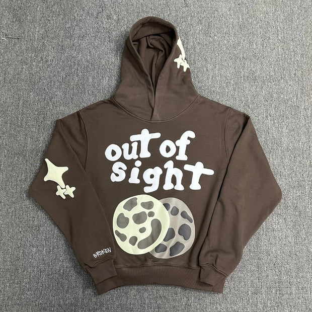 Moon-print casual streetwear two-piece suit