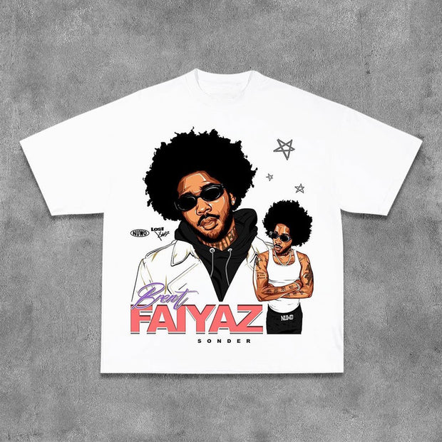 Character Letters Print Short Sleeve T-Shirt