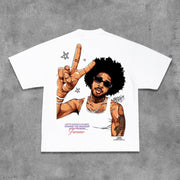Character Letters Print Short Sleeve T-Shirt
