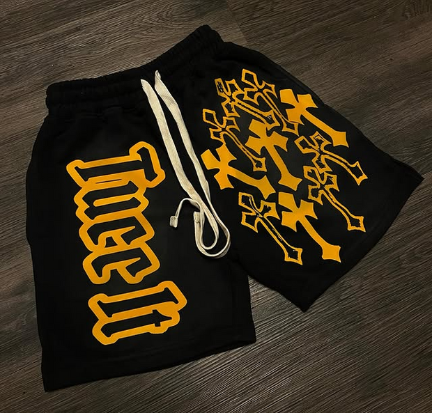 Fashion personality cross print shorts