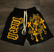 Fashion personality cross print shorts