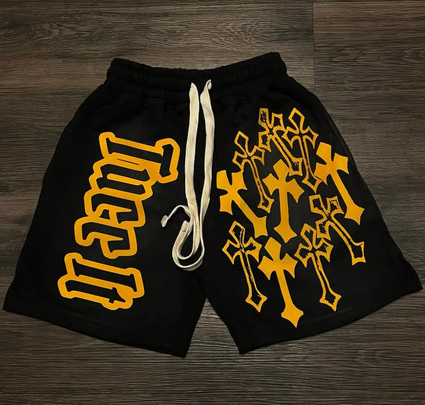 Fashion personality cross print shorts