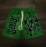 Fashion personality cross print shorts