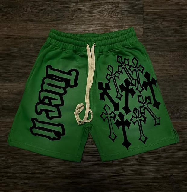 Fashion personality cross print shorts