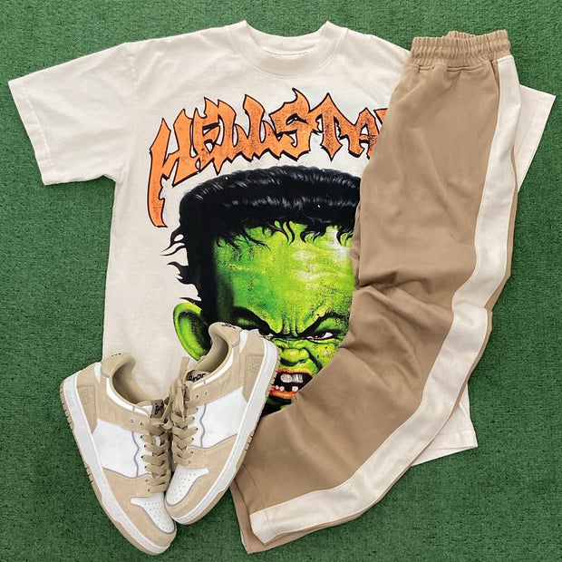 Funny Letters Print T-shirt Sweatpants Two Piece Set