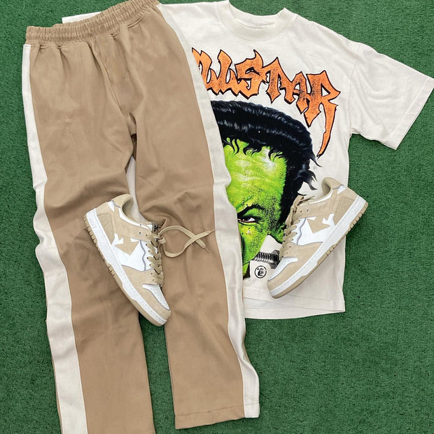 Funny Letters Print T-shirt Sweatpants Two Piece Set