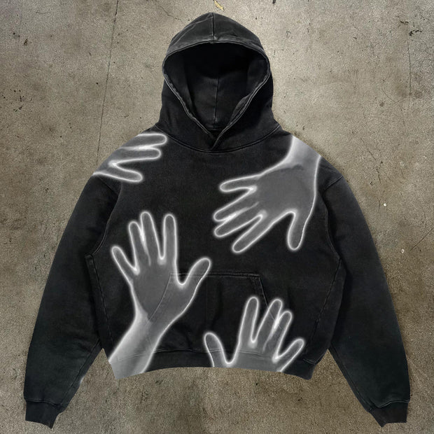 Hands Phantom Print Long Sleeve Hoodies