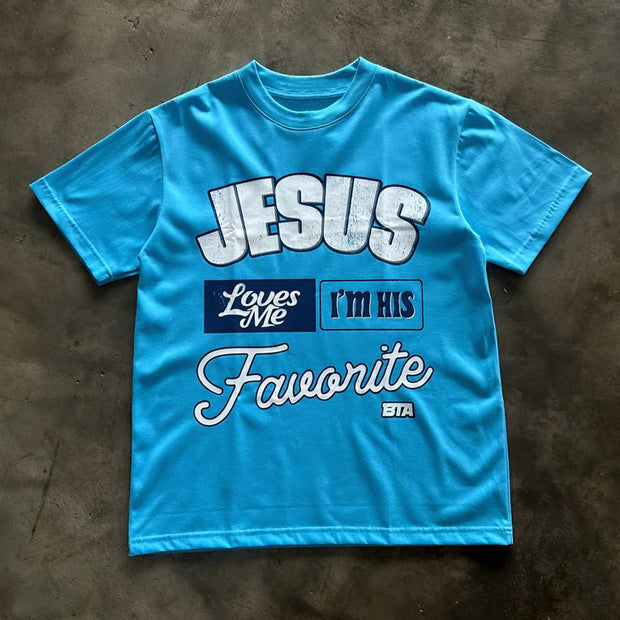 Jesus Loves Me Print Short Sleeve T-Shirt