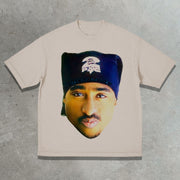 Hip-hop rap casual street retro print T-shirt
