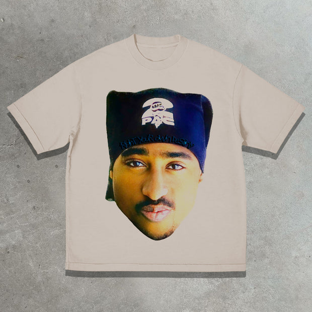 Hip-hop rap casual street retro print T-shirt