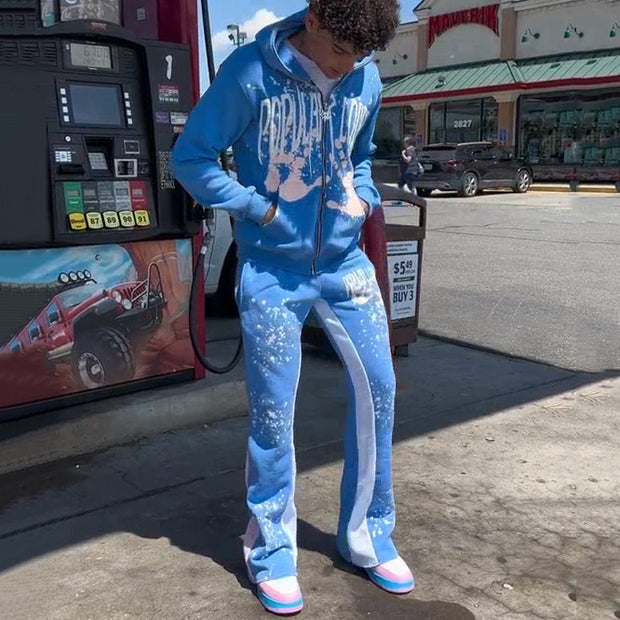 Populrloner Print Hoodie Sweatpants Two Piece Set